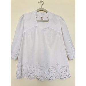 J. Crew Factory White Eyelet Boho Peasant Top XS